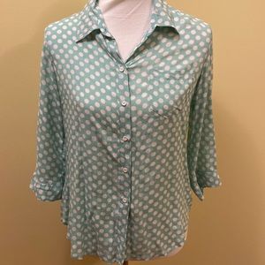 Polka Dot 3/4 Quarter Length Silky Blouse